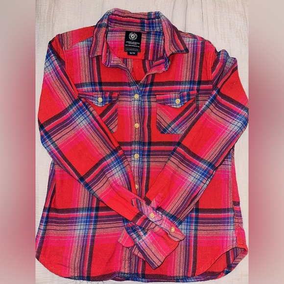 AE Outfitters Favorite Fit Button Up Flannel Shirt Size Medium - Picture 1 of 10